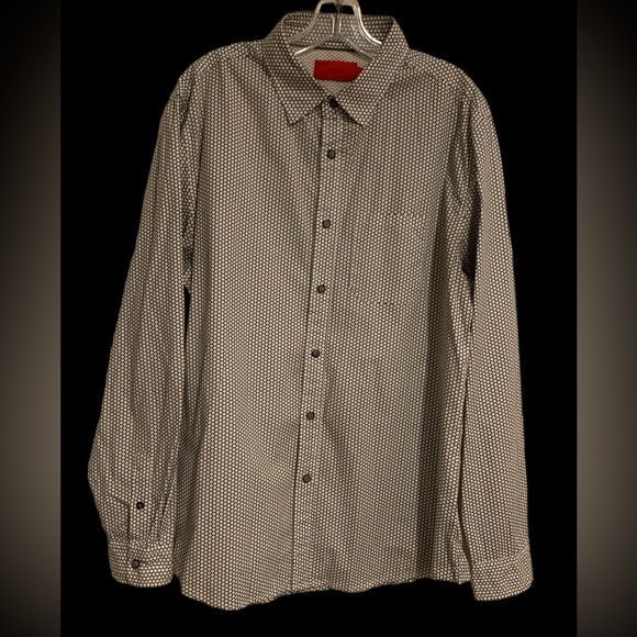 Project Red Men’s Long Sleeve Pocket Shirt Black & White Dot Button Up Size XL - Picture 3 of 5